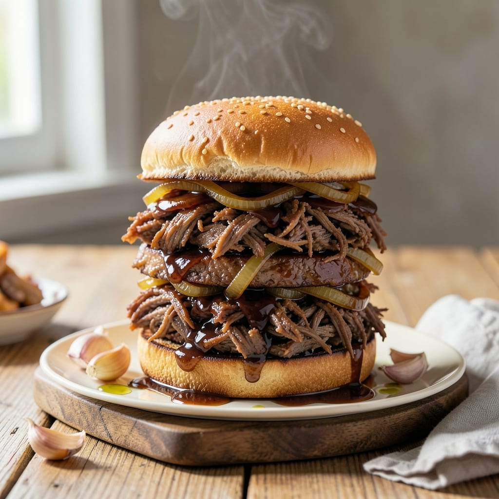 Crock Pot Roast Sandwich Recipe: Shredded Beef With Au Jus For Dipping