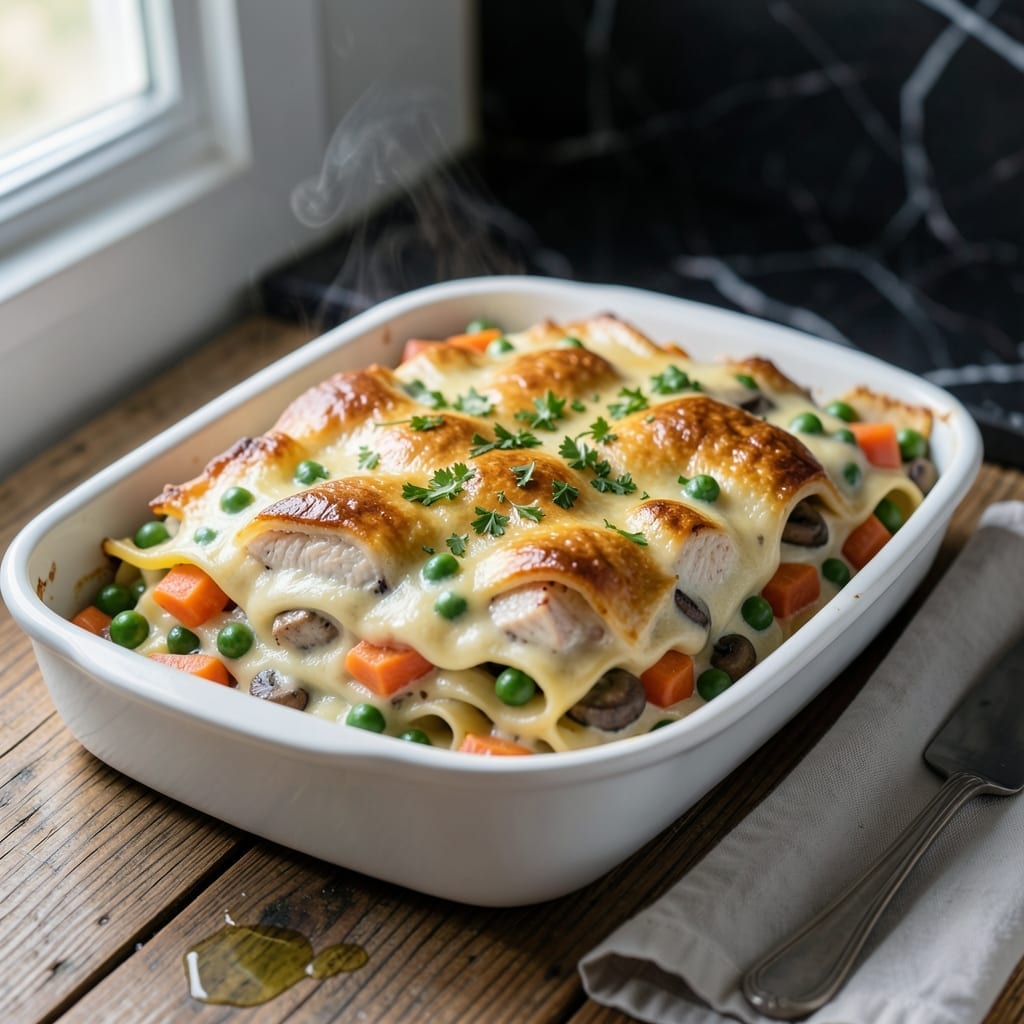 Chicken Pot Pie Lasagna Recipe: Layered Comfort With Golden Crust