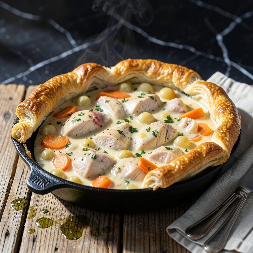 Iron Skillet Chicken Pot Pie Recipe: Golden Crust Over Hearty Fillings