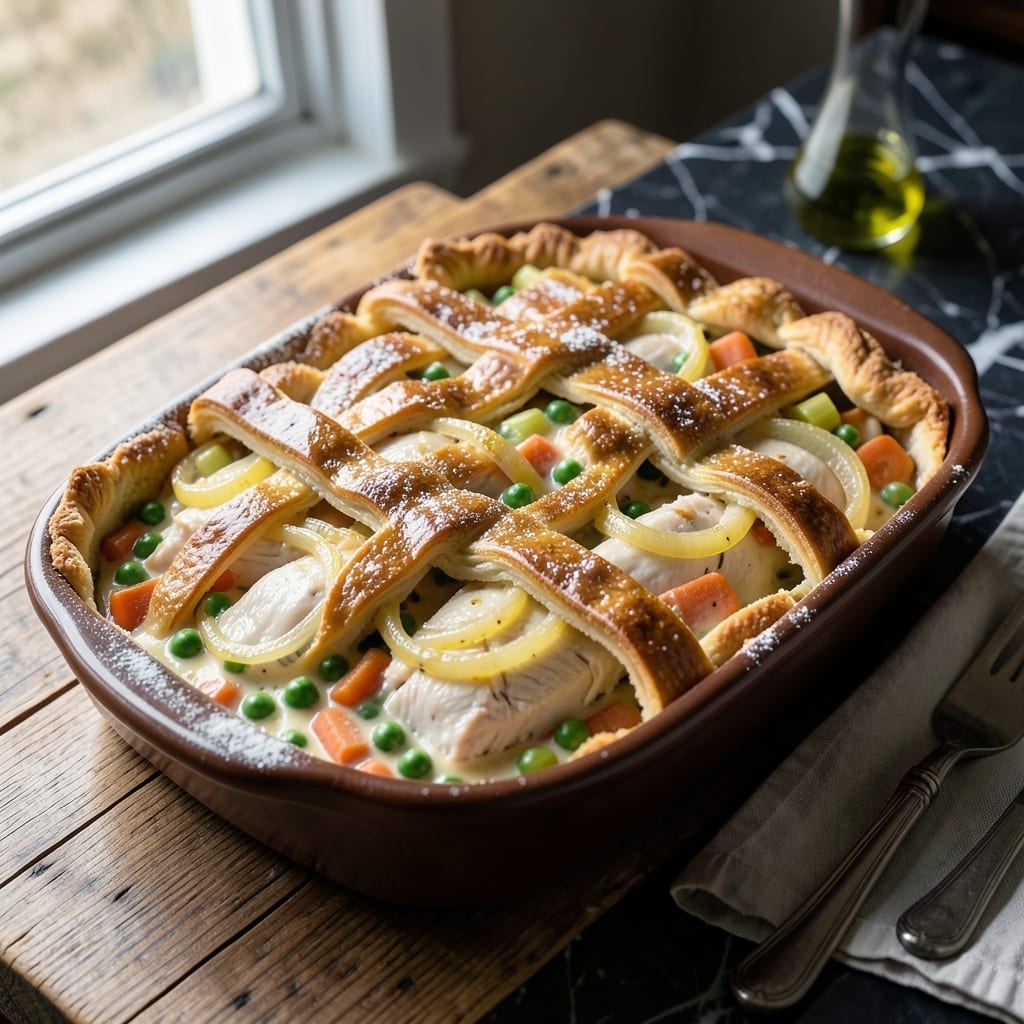 9 X 13 Chicken Pot Pie Recipe: Flaky Crust Over Creamy Chicken Stew