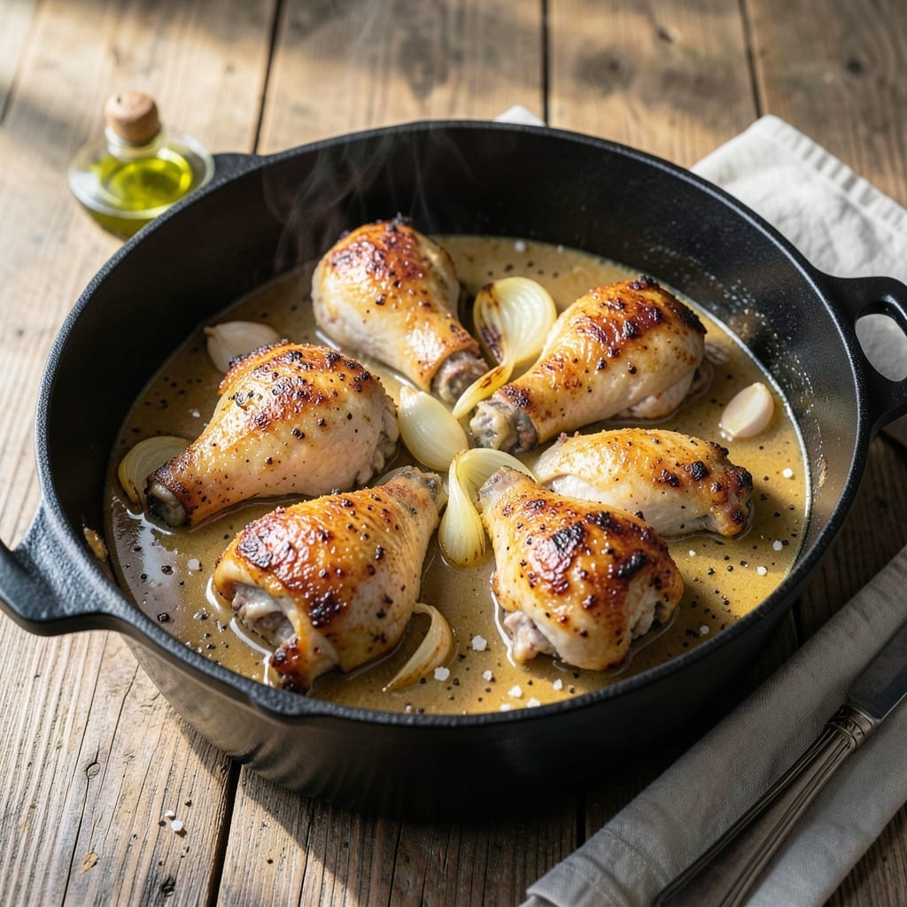 One Pot Drumstick Recipe: Garlicky Butter Braised to Fall-Off-The-Bone