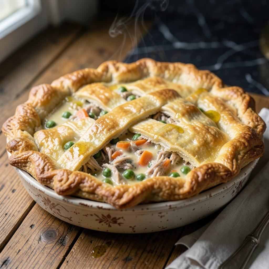 Recipe for Turkey Pot Pie Using Bisquick: Golden Biscuit Topping Over Savory Filling Recipe for Turkey Pot Pie Using Bisquick: Golden Biscuit Topping Over Savory Filling