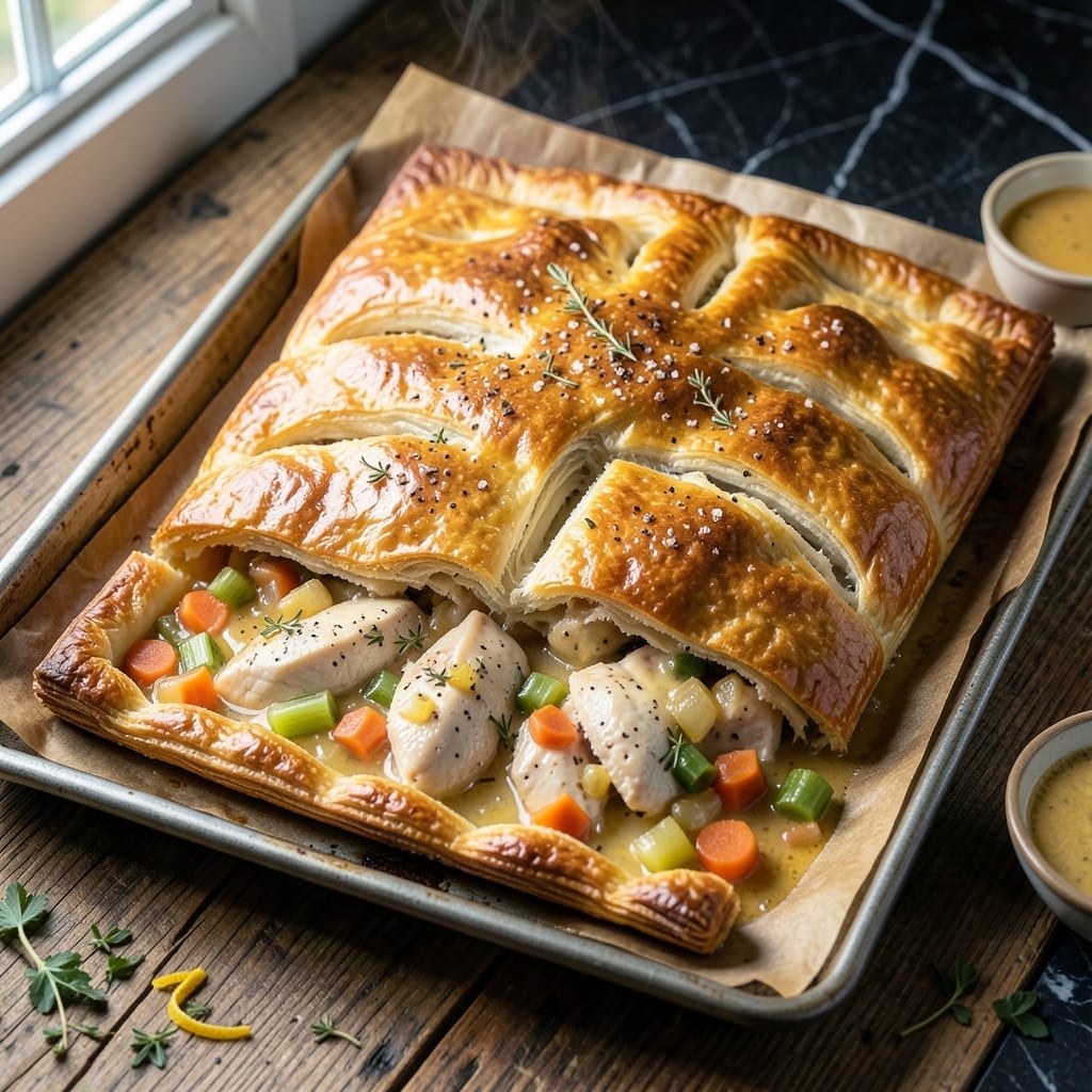 Sheet Pan Chicken Pot Pie Recipe: Flaky Crust Over Savory Filling