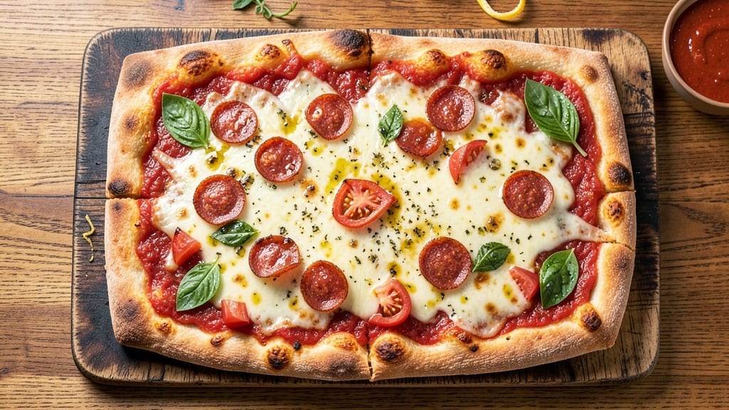 8x10 Detroit-Style Pizza Recipe: Caramelized Cheese and Crispy Crust Masterpiece 8x10 Detroit-Style Pizza Recipe: Caramelized Cheese and Crispy Crust Masterpiece