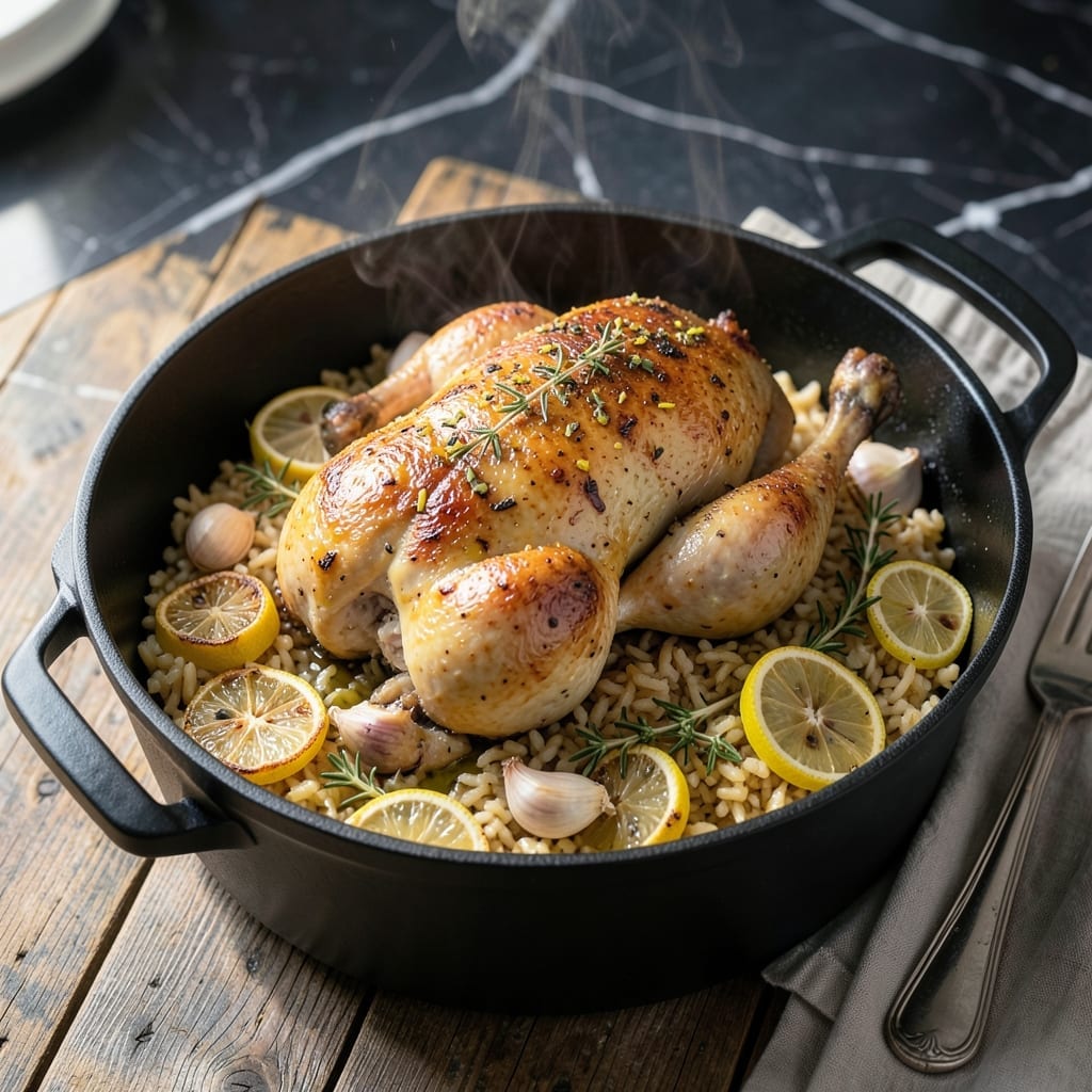 Chicken in a Pot With Lemon Orzo Recipe: Zesty One-Pot Meal Chicken in a Pot With Lemon Orzo Recipe: Zesty One-Pot Meal