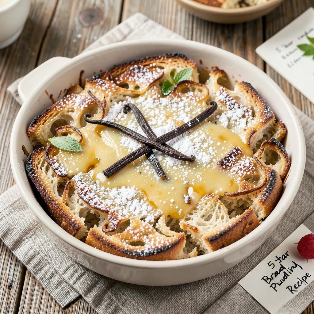 5-Star Bread Pudding Recipe: Vanilla Bean Swirls and Buttery Caramelized Top