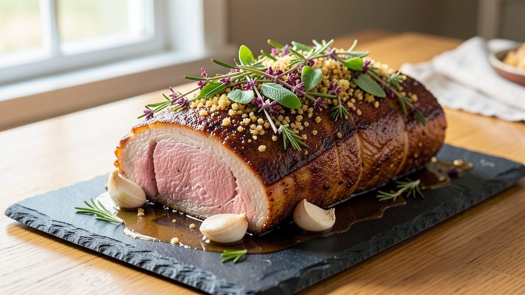 9-Lb Pork Loin Recipe: Herb-Crusted Roast With Perfect Medium-Rare Core 9-Lb Pork Loin Recipe: Herb-Crusted Roast With Perfect Medium-Rare Core