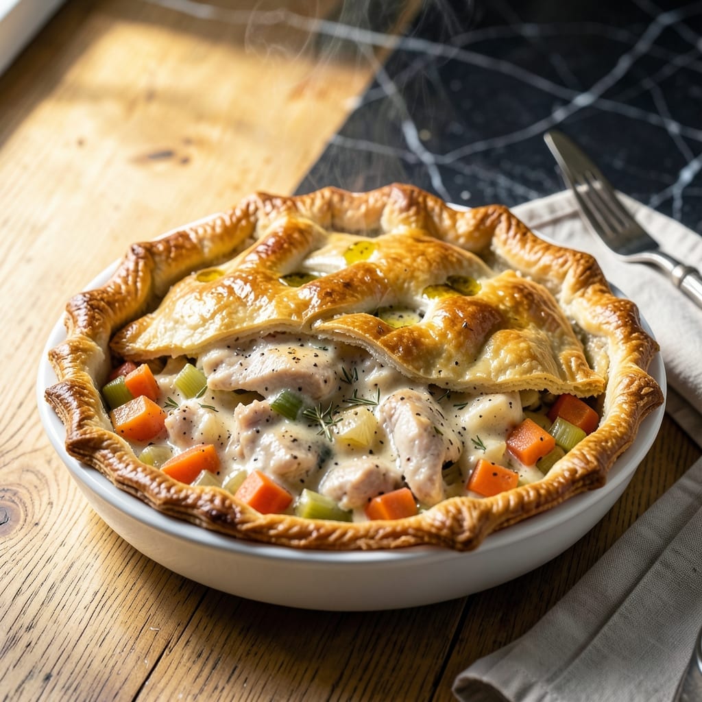Chicken or Turkey Pot Pie Recipe: Savory Filling Under a Golden Crust Chicken or Turkey Pot Pie Recipe: Savory Filling Under a Golden Crust