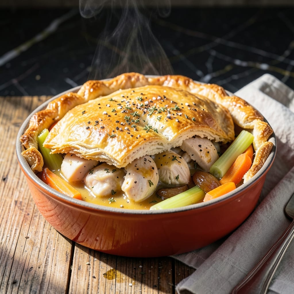 Le Creuset Chicken Pot Pie Recipe: Buttery Lattice Over Rustic Filling Le Creuset Chicken Pot Pie Recipe: Buttery Lattice Over Rustic Filling