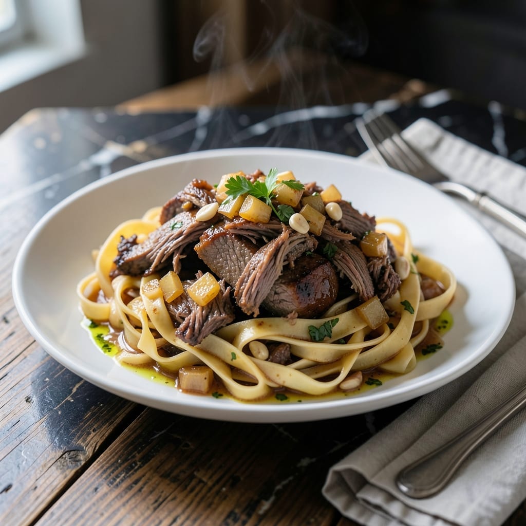 Pot Roast Pasta Recipe: Rich Beef Ragu Over Al Dente Noodles Pot Roast Pasta Recipe: Rich Beef Ragu Over Al Dente Noodles