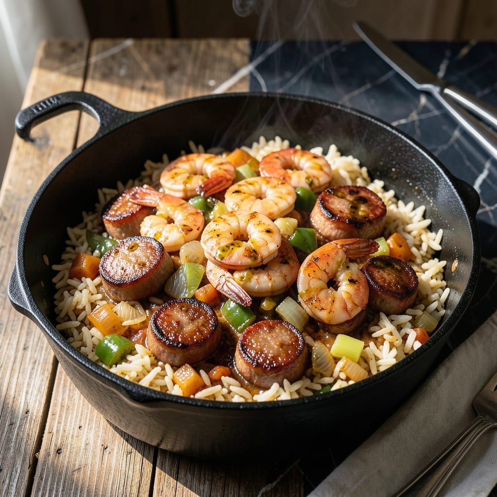 Big Pot Jambalaya Recipe: Cajun Spice With Andouille and Shrimp