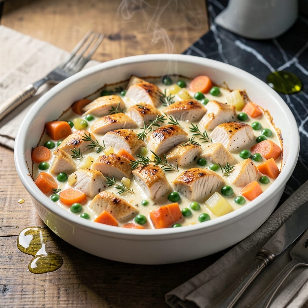 Crustless Chicken Pot Pie Recipe: Savory Creamy Filling Without the Pastry Crustless Chicken Pot Pie Recipe: Savory Creamy Filling Without the Pastry