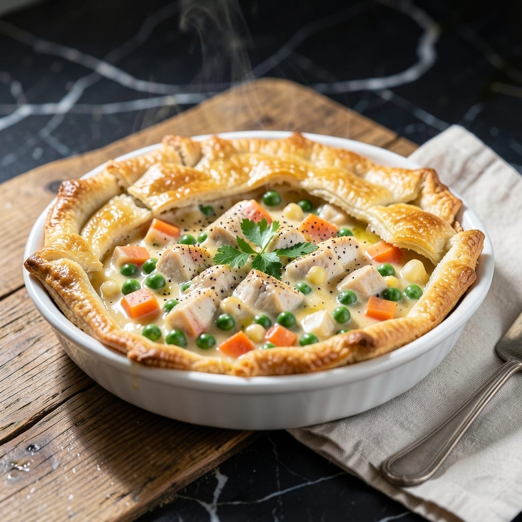 Weight Watchers Chicken Pot Pie Recipe: Lighter Flaky Crust Over Savory Filling