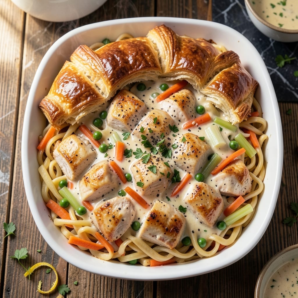 Chicken Pot Pie Noodle Casserole Recipe: Creamy Noodles With Buttery Crust