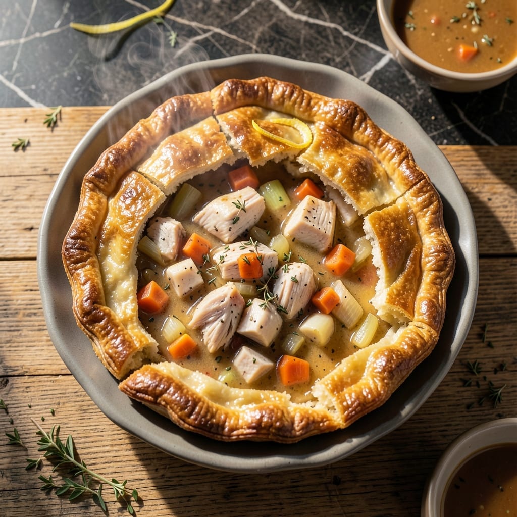 Show Me A Recipe For Turkey Pot Pie: Flaky Lattice Over Savory Herb Filling Show Me A Recipe For Turkey Pot Pie: Flaky Lattice Over Savory Herb Filling