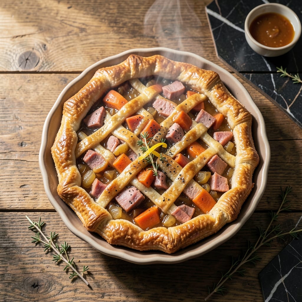 Old Fashioned Ham Pot Pie Recipe: Flaky Crust Over Savory Ham and Veggies