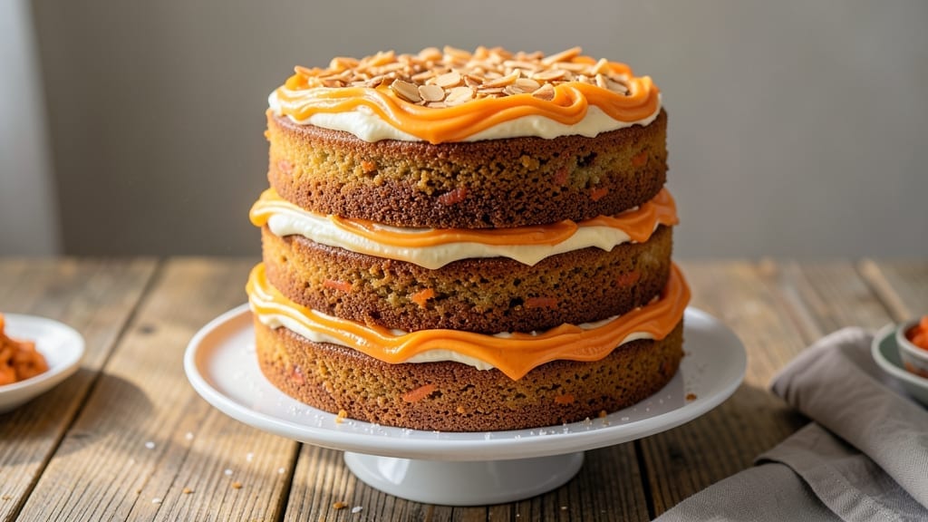 4 Layer Carrot Cake Recipe: Vanilla Bean Frosting and Walnut Topping Magic