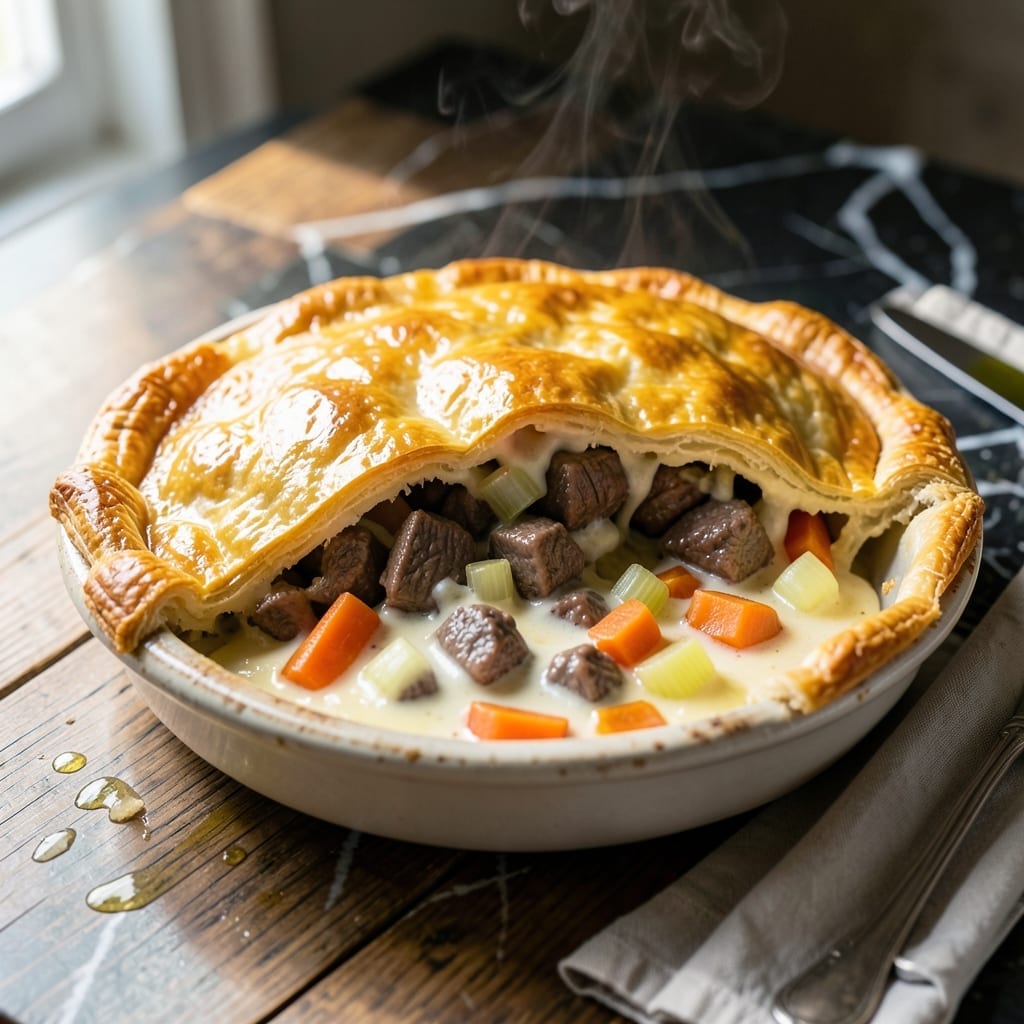 Creamy Beef Pot Pie Recipe: Flaky Crust Hugging Savory Beef and Veggies Creamy Beef Pot Pie Recipe: Flaky Crust Hugging Savory Beef and Veggies