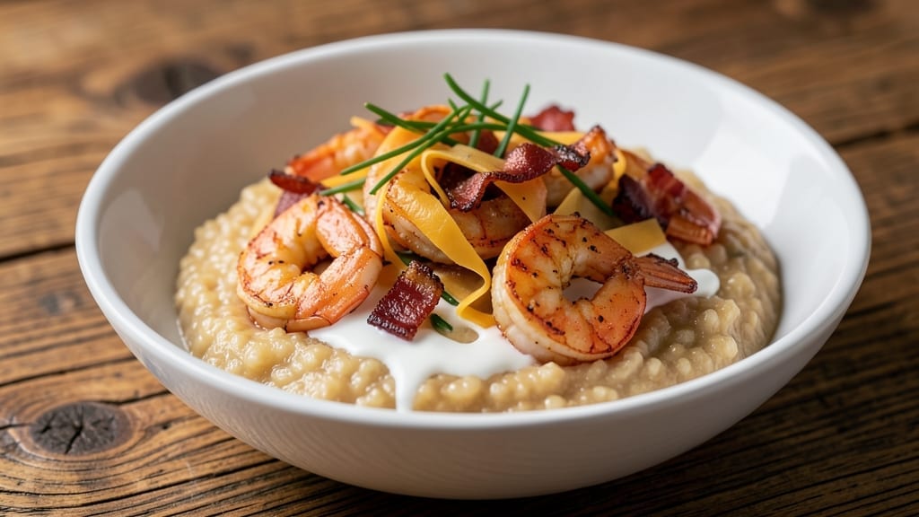 5 Star Shrimp and Grits Recipe: Smoky Cheddar Cream With Crispy Bacon Bits