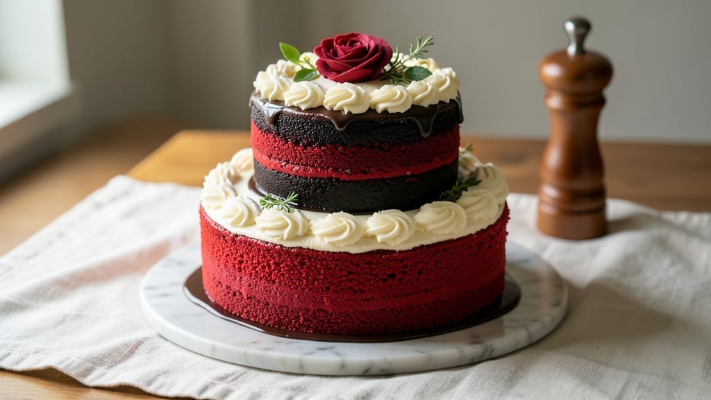 2 Tier Red Velvet Cake Recipe: Stacked Elegance With Cream Cheese Frosting Layers 2 Tier Red Velvet Cake Recipe: Stacked Elegance With Cream Cheese Frosting Layers