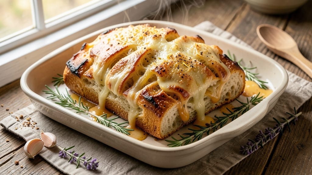 85-Degree Garlic Cheese Bread Recipe: Pull-Apart Crispy Edges and Melty Pull