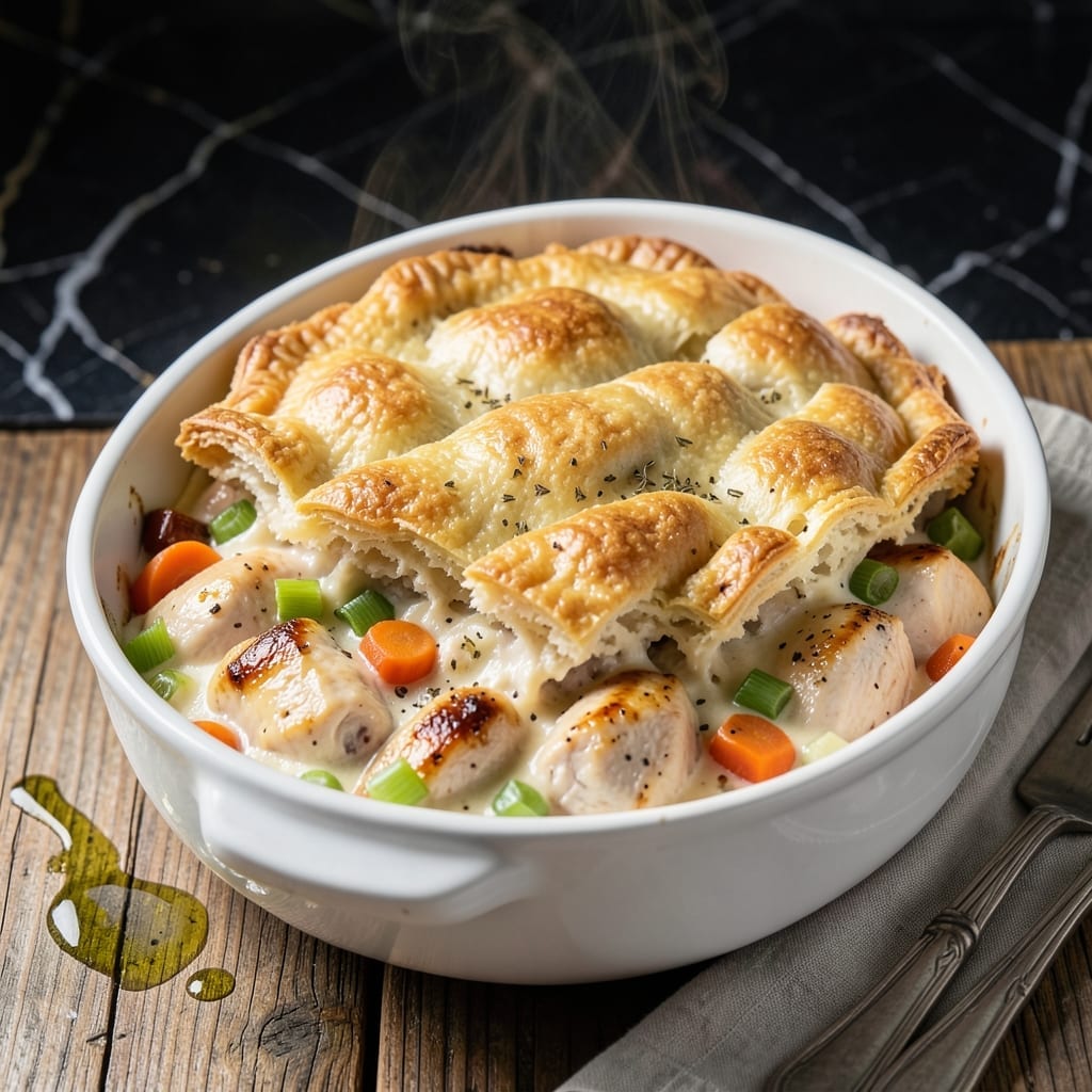 Chicken Pot Pie With Biscuit Topping Recipe: Flaky Layers Over Savory Stew