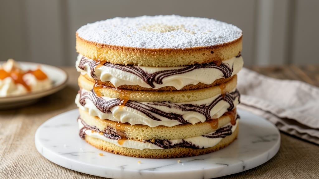 3 Layer Marble Cake Recipe: Swirled Vanilla-Chocolate Magic in One Bowl 3 Layer Marble Cake Recipe: Swirled Vanilla-Chocolate Magic in One Bowl