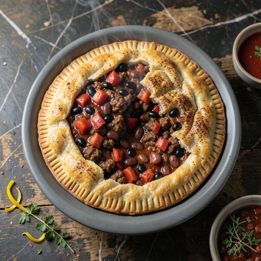 Chili Pot Pie Recipe: Flaky Biscuit Crown Over Spiced Filling