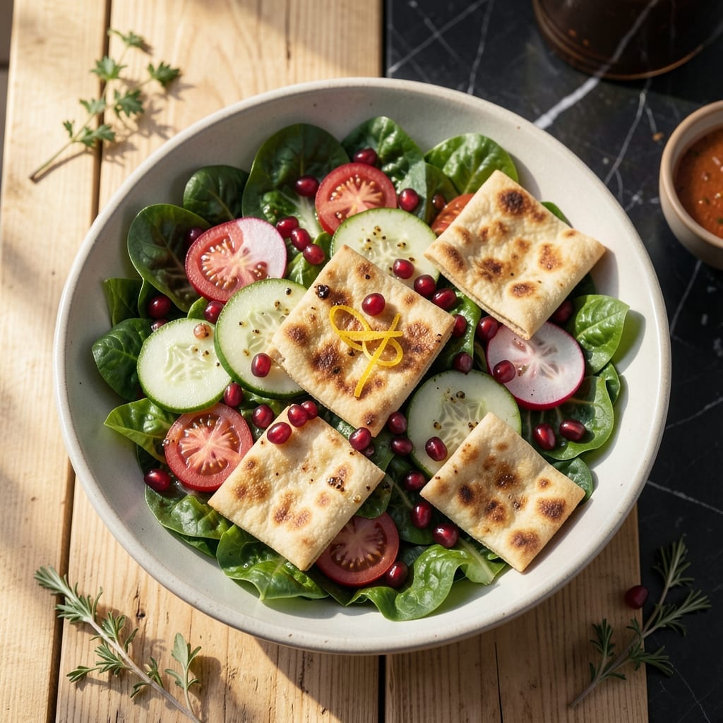 Fattoush Salad Recipe With Pomegranate: Middle Eastern Crunch With Jewel Tones