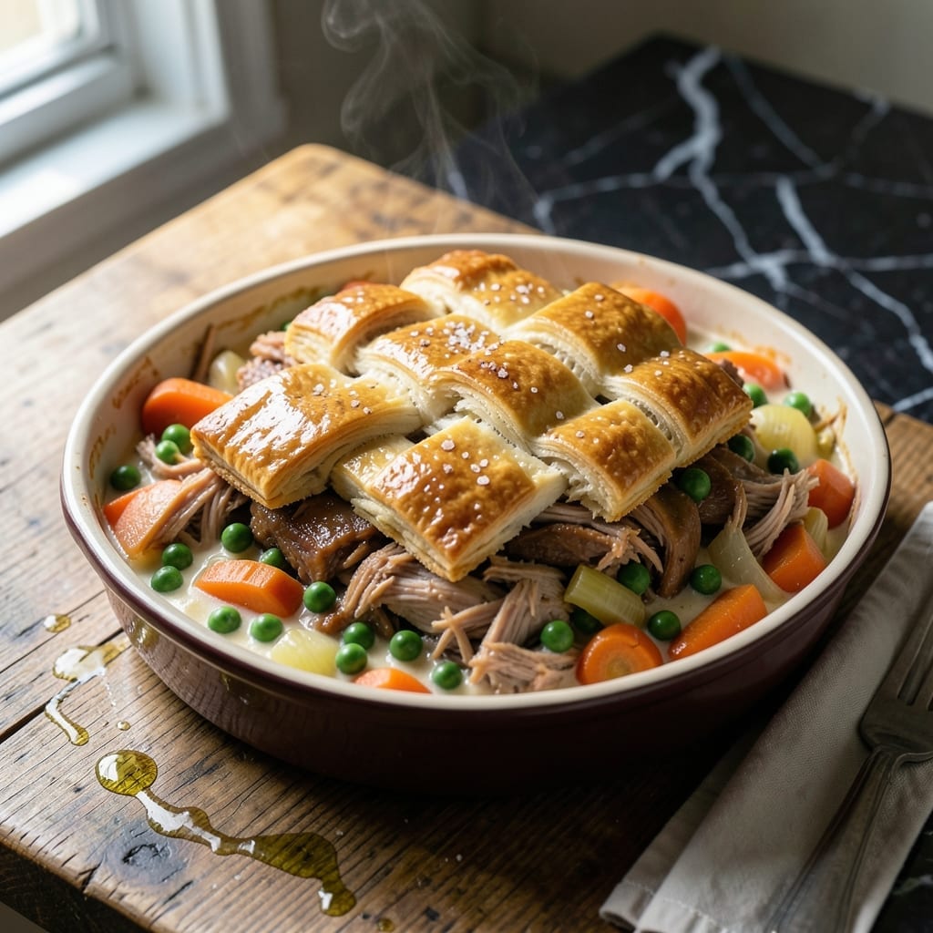 Turkey Pot Pie Recipe With Pillsbury Biscuits: Flaky Topping Over Creamy Filling Turkey Pot Pie Recipe With Pillsbury Biscuits: Flaky Topping Over Creamy Filling