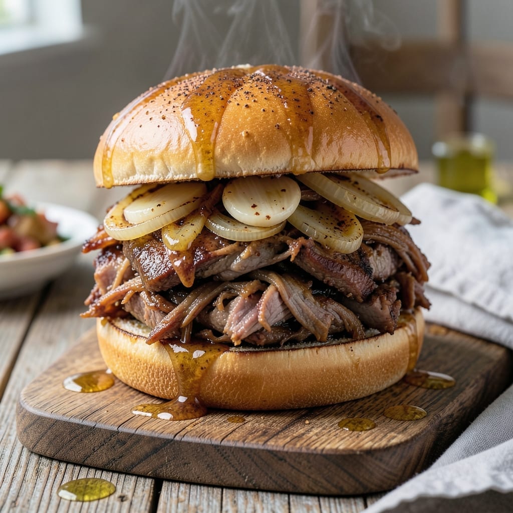 Pork Roast Sandwich Crock Pot Recipe: Shredded Perfection with Melted Cheese