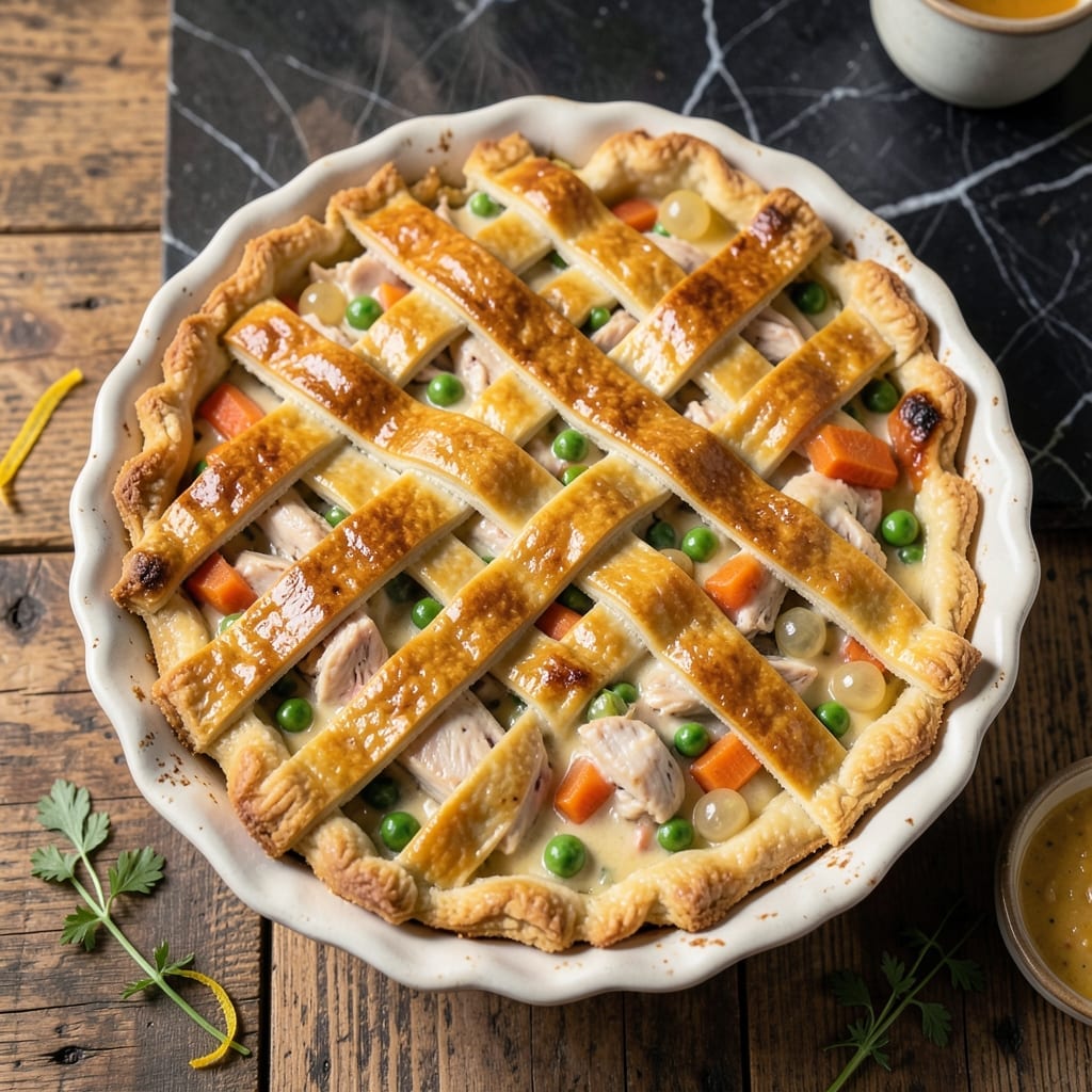 Chicken Pot Pie Pastry Crust Recipe: Buttery Lattice Over Savory Filling