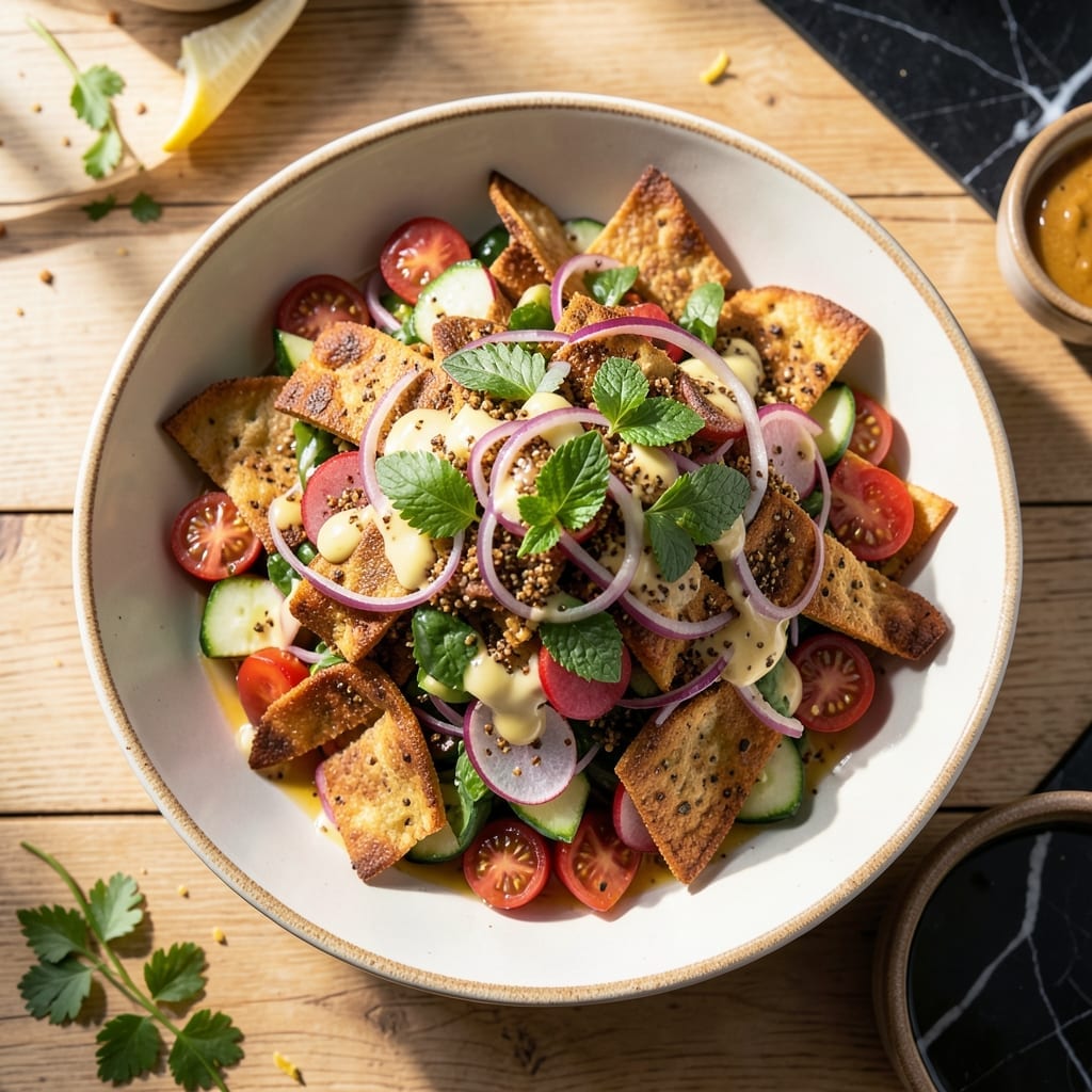 Damas Fattoush Salad Recipe: Za'atar-Kissed Pita With Sumac Tang