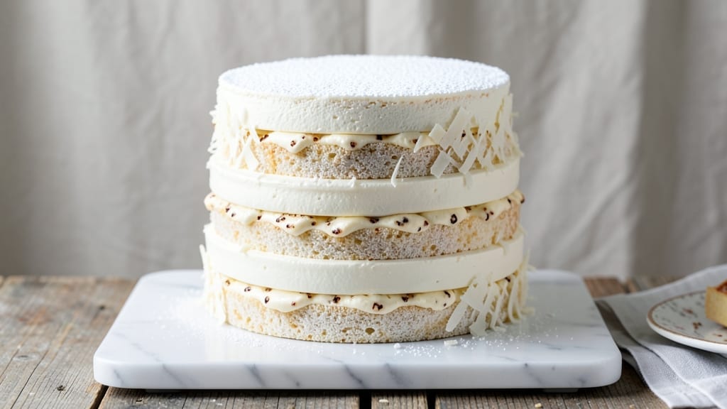 3 Layer White Cake Recipe From Scratch: Vanilla Bean Swirls and Pillowy Layers