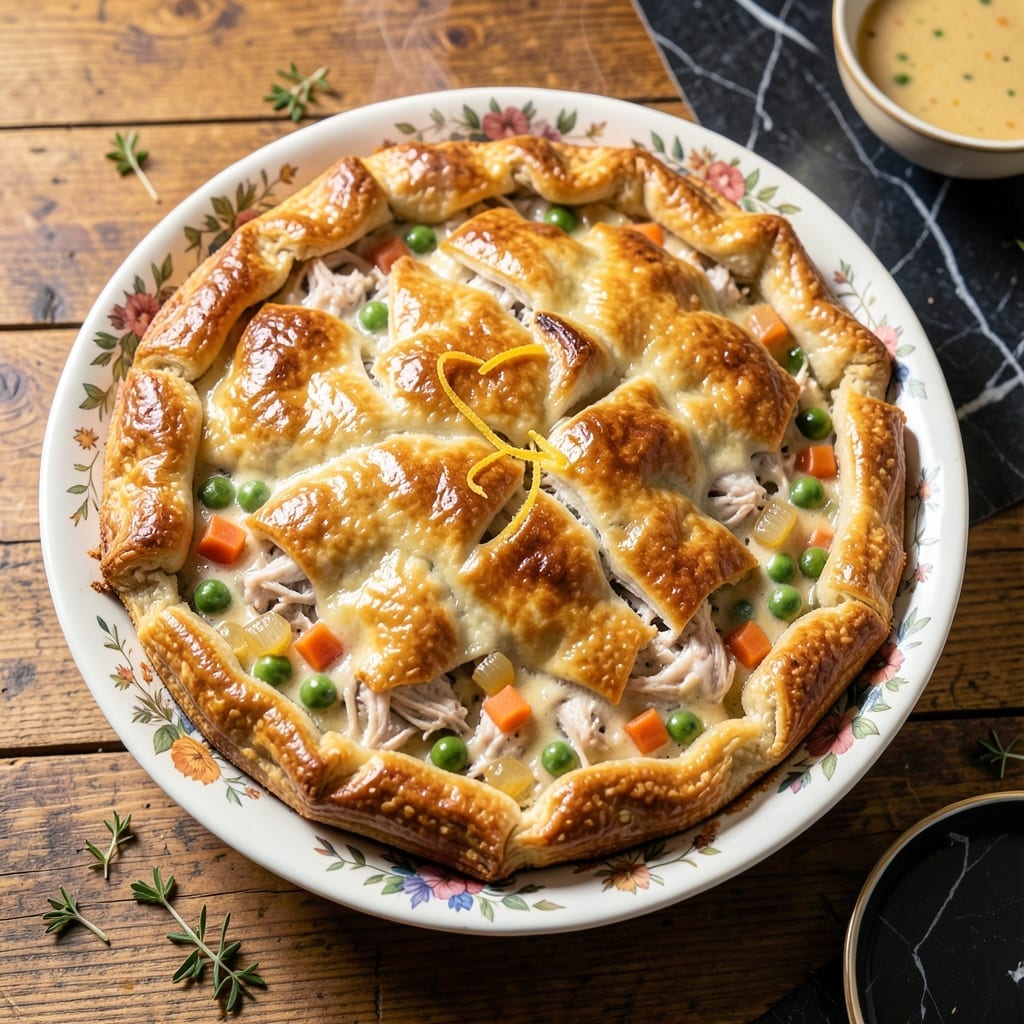 Grandma's Old Fashioned Chicken Pot Pie Recipe: Buttery Crust Hugging Homestyle Filling Grandma's Old Fashioned Chicken Pot Pie Recipe: Buttery Crust Hugging Homestyle Filling