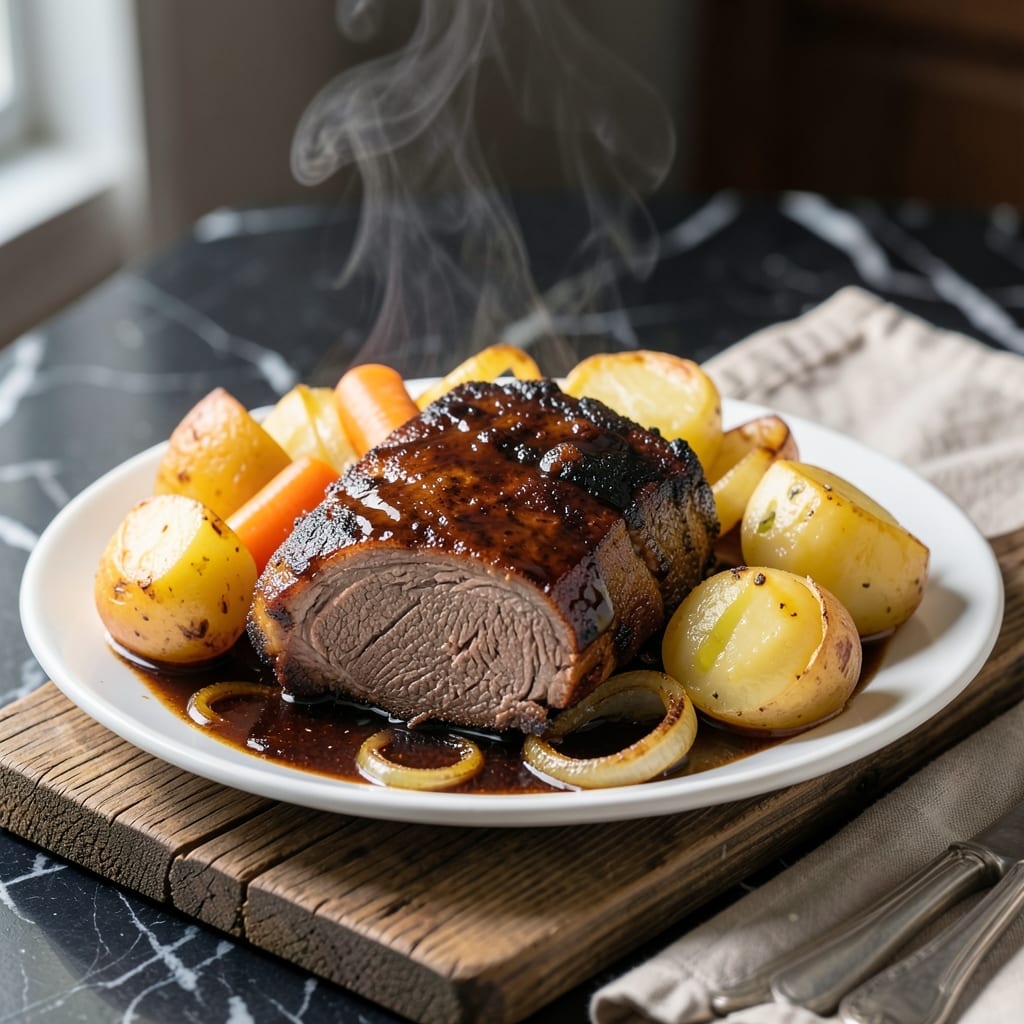 Crockpot Pot Roast Recipe With Beer: Malty Braised Beef With Root Veggies