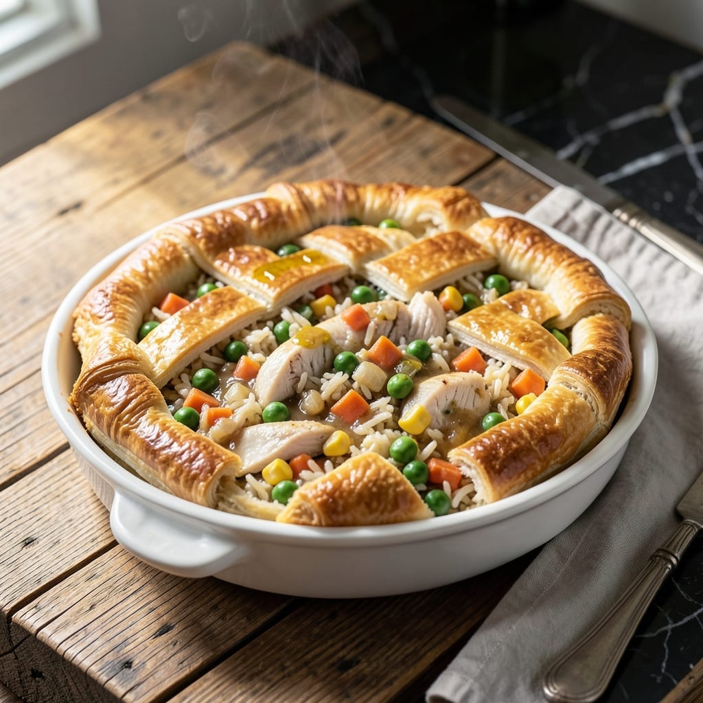 Chicken and Rice Pot Pie Recipe: Savory Filling With Golden Crust Chicken and Rice Pot Pie Recipe: Savory Filling With Golden Crust