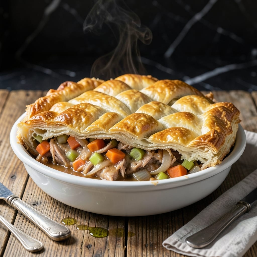 Turkey Pot Pie Recipe With Phyllo: Crispy Layers Over Savory Turkey Filling