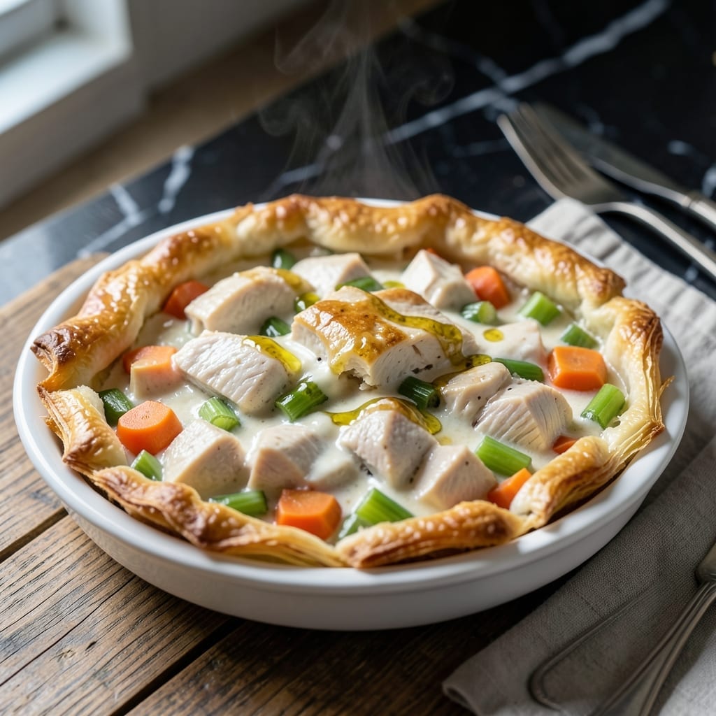 Low Cal Chicken Pot Pie Recipe: Flaky Crust With Light Herb Filling Low Cal Chicken Pot Pie Recipe: Flaky Crust With Light Herb Filling
