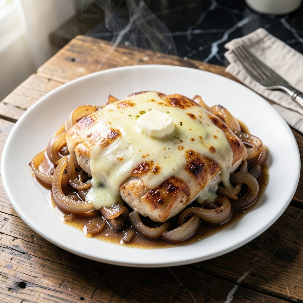Crock Pot French Onion Chicken Recipe: Caramelized Onions and Gruyère Bake Crock Pot French Onion Chicken Recipe: Caramelized Onions and Gruyère Bake