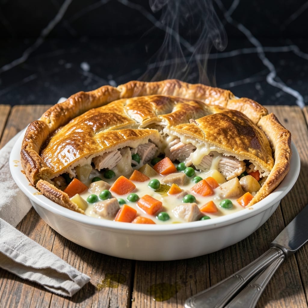 Left Over Chicken Pot Pie Recipe: Flaky Crust Over Hearty Leftovers