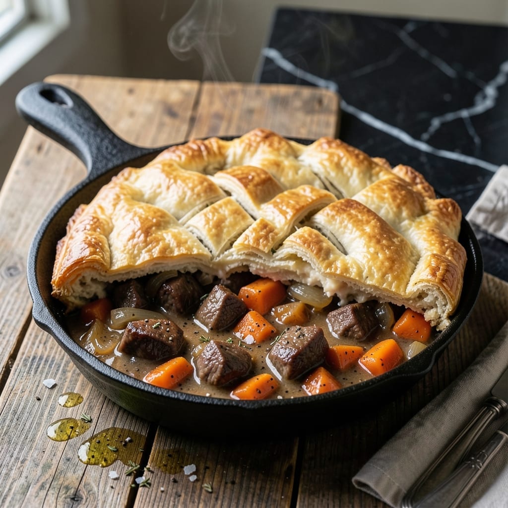 Beef Hot Pot Pie Recipe: Flaky Crust Hugging Savory Beef Filling