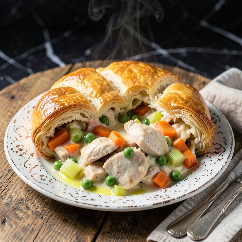 Chicken Pot Pie Recipe With Crescent Rolls: Flaky Topping Over Creamy Filling