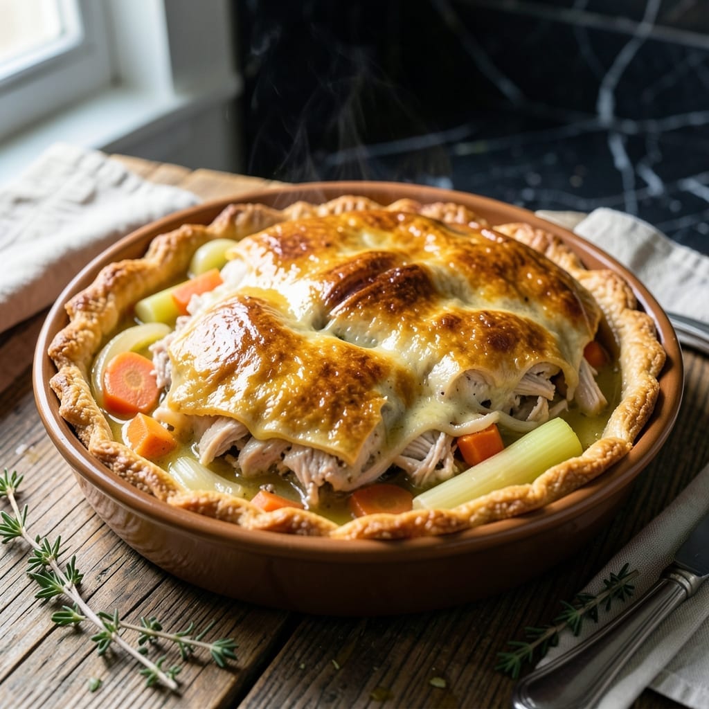Roast Chicken Pot Pie Recipe: Golden Crust With Herb-Infused Filling