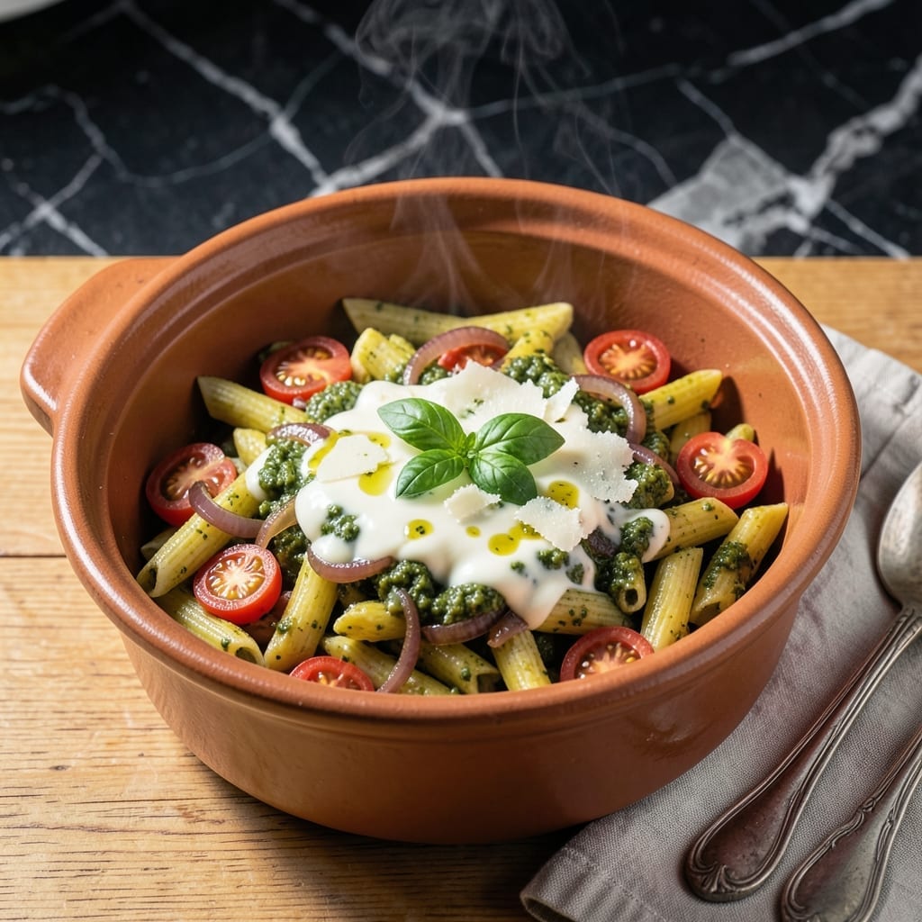 Pesto Pasta Crock Pot Recipe: No-Boil Noodles With Herb-Infused Sauce