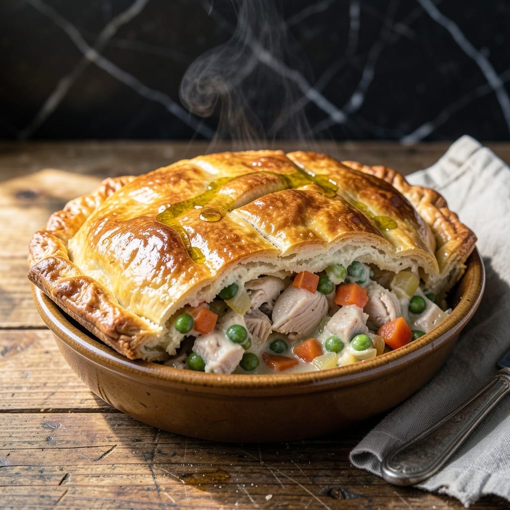 Frozen Turkey Pot Pie Recipe: Flaky Crust Over Homestyle Savory Filling Frozen Turkey Pot Pie Recipe: Flaky Crust Over Homestyle Savory Filling