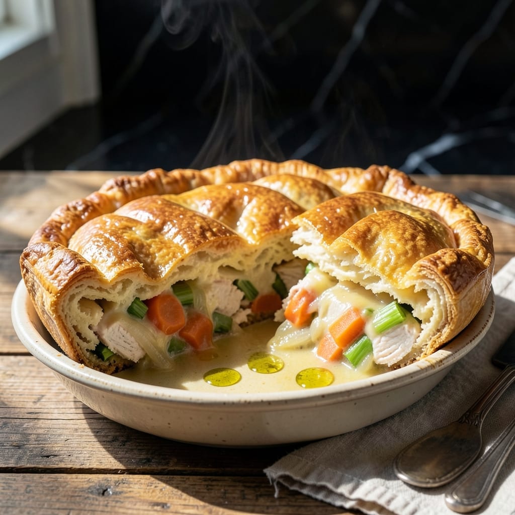 Trader Joe's Pot Pie Recipe: Flaky Pastry Over Savory Chicken and Veggies Trader Joe's Pot Pie Recipe: Flaky Pastry Over Savory Chicken and Veggies