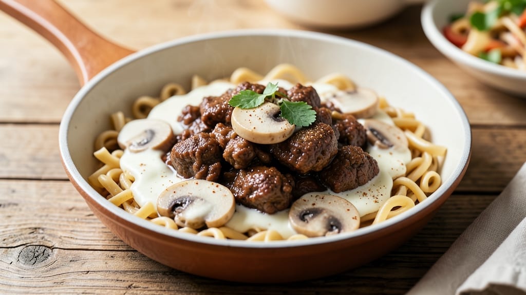 4-Ingredient Beef Stroganoff Recipe: Velvety Mushroom Sauce in 25 Minutes