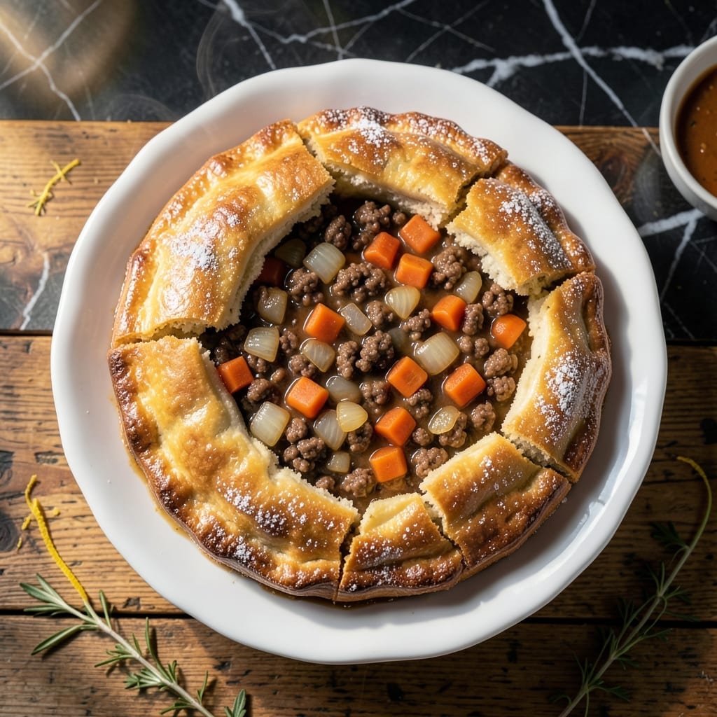 Ground Beef Pot Pie Recipe: Flaky Crust Over Hearty Herb Filling