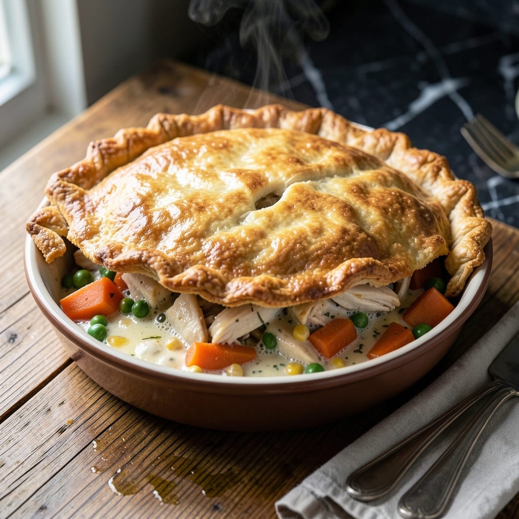 Pot Pie Recipe Using Bisquick: Fluffy Biscuit Topping Over Savory Filling